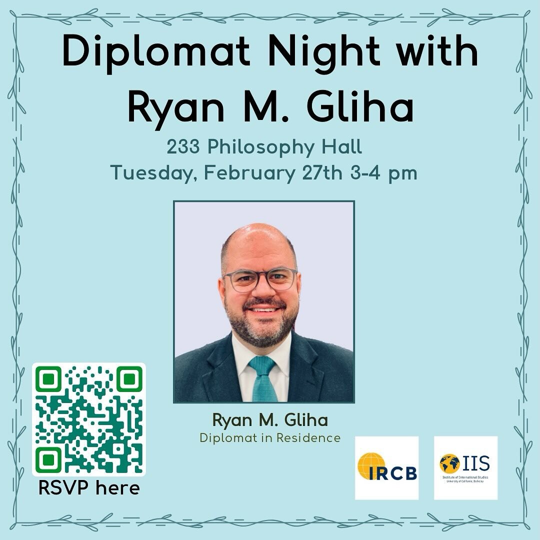 Interested in foreign affairs? Want to learn more about what life as a diplomat is like? RSVP for our diplomat night with Ryan Gilha on Tuesday Feb 27th from 3-4pm! 🌍