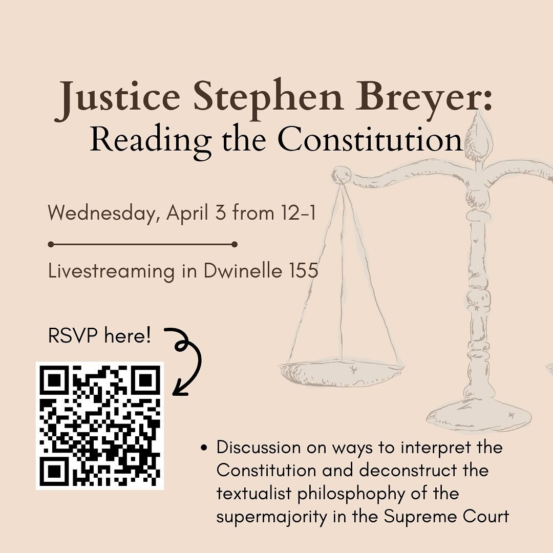 Don&rsquo;t miss this exciting opportunity to hear from Justice Breyer! Tomorrow from 12-1! Bring your friends!