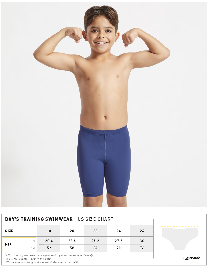 Maillot modèle cuissard de marque Finis, marine, avec logo sur fessier droit