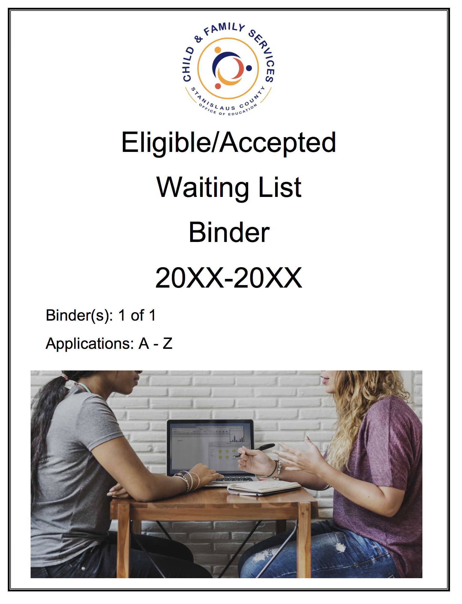 Image of the Eligible / Accepted Waiting List Binder Cover