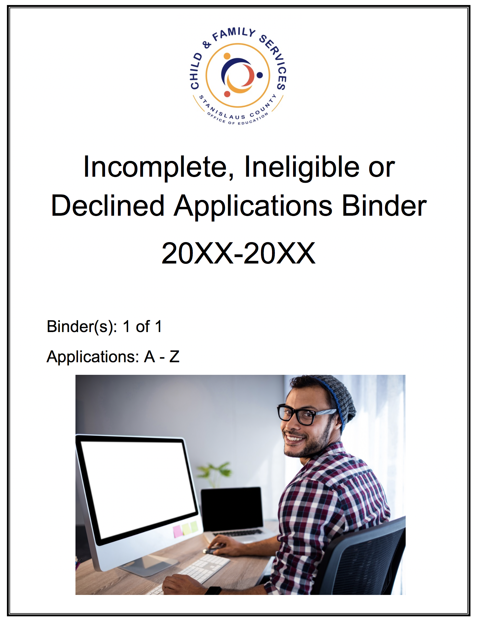 Image of the Incomplete, Ineligible or Declined Applications Binder Cover
