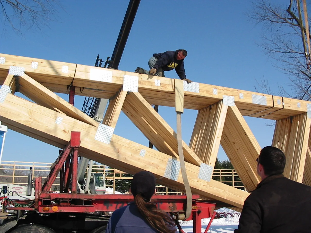 Yup -that Brent and I looking on as the trusses were being off loaded.