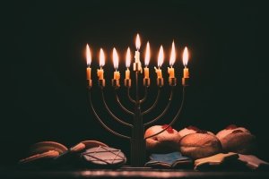 Traditional Jewish menorah for Hanukkah celebration