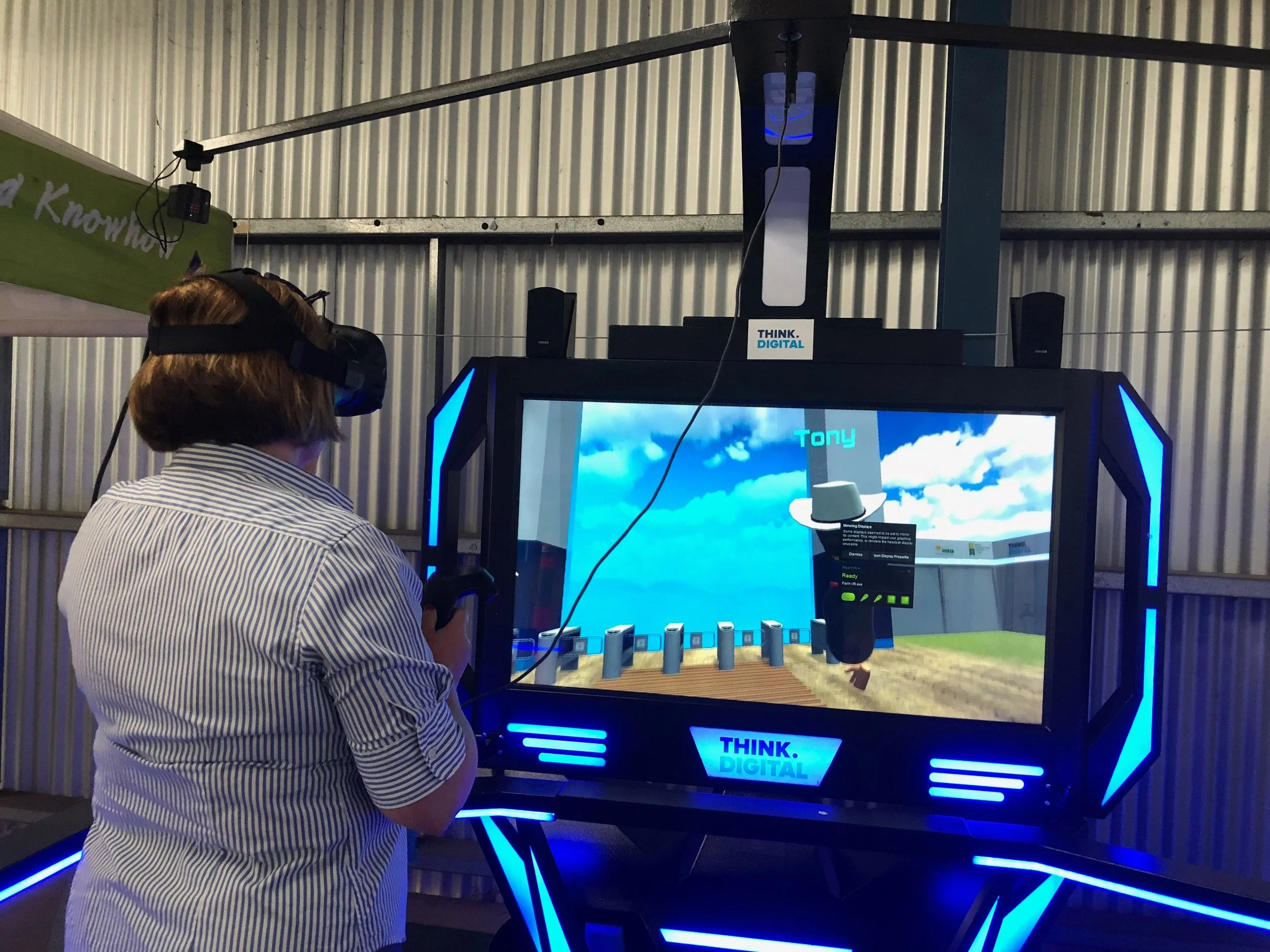 Louise Cameron using the Virtual Reality pod at RIST
