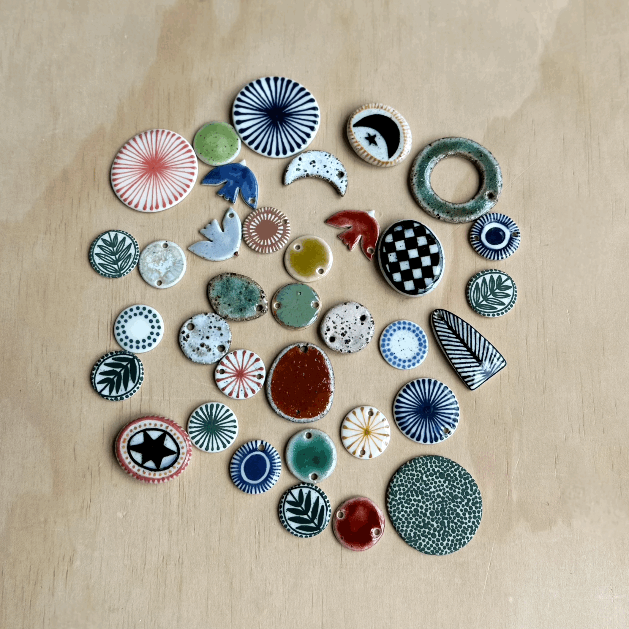 Pack of 30 Seconds Mixed Earring, Stud and Brooch Pieces - Mostly White Clay