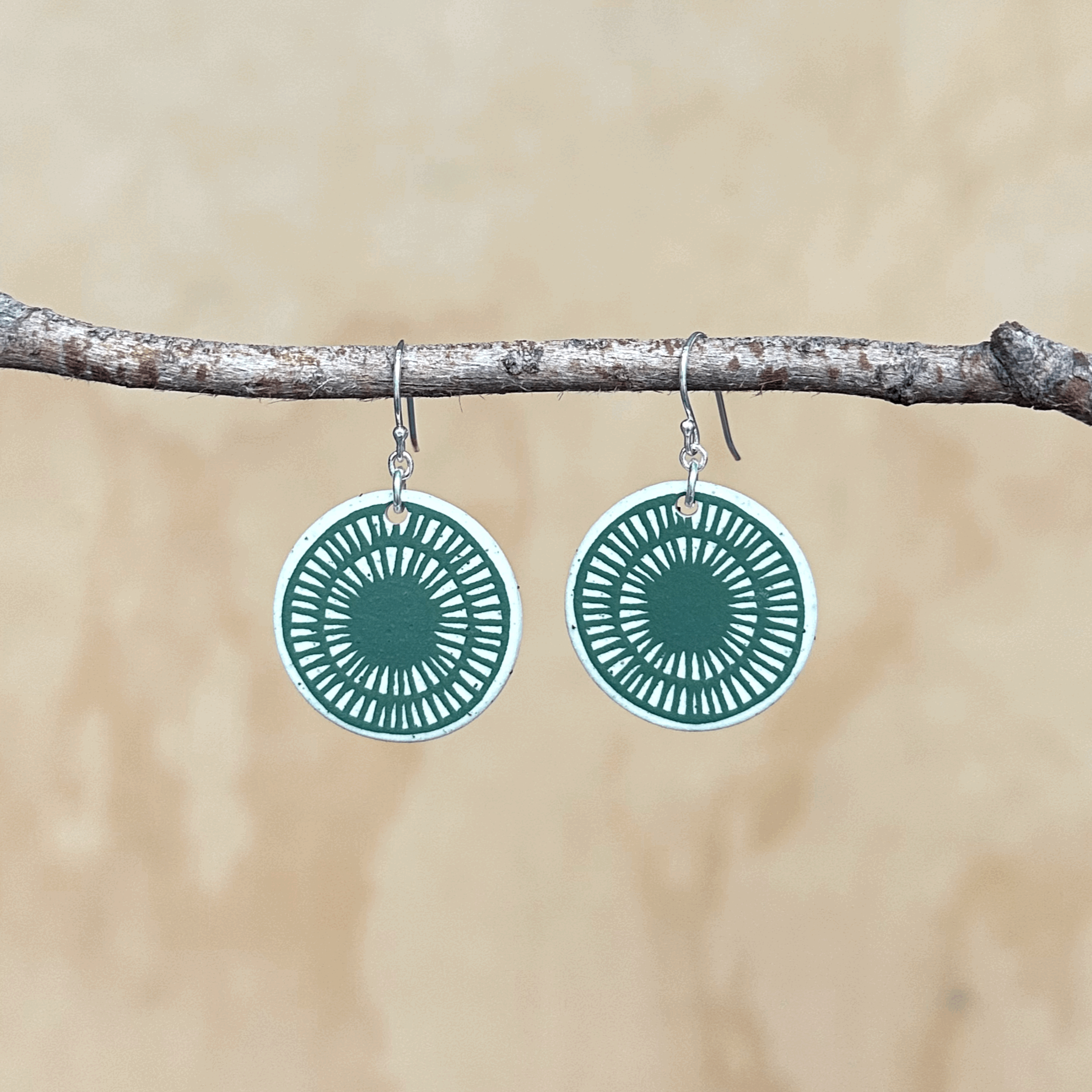 Ceramic Earrings, Matte Speckled Wheels