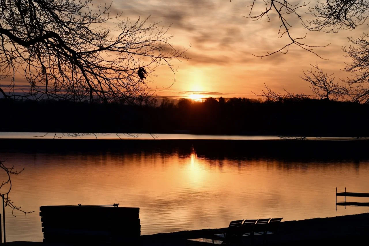 The view of dawn from the deck of the cabin. Seriously.