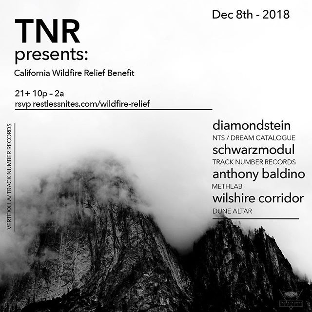 I&rsquo;ll be throwing down a modular set along side some really amazing musicians and the @tracknumberrecords crew on December 8th. This show is not to be missed! We&rsquo;ll be donating all of the funds to help with wildfire relief. Come out and su