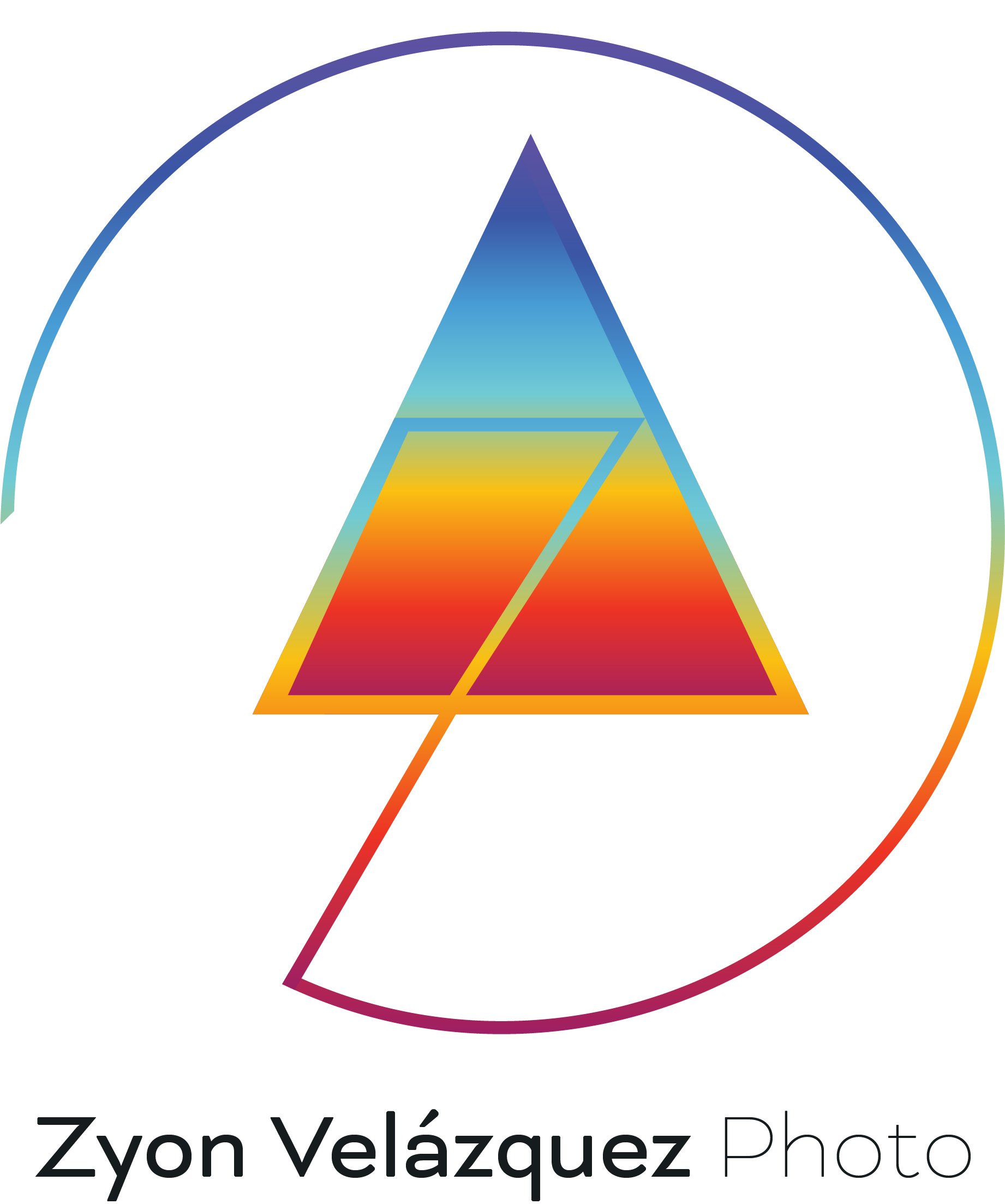 A colorful stained-glass window with geometric shapes in blue, green, yellow, orange, and red hues.