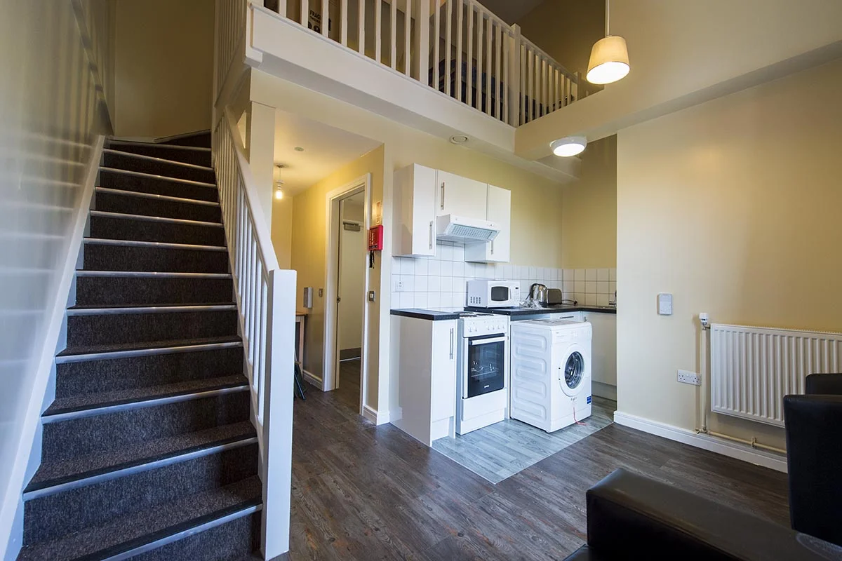 Mildmay House Liverpool living area and stairs