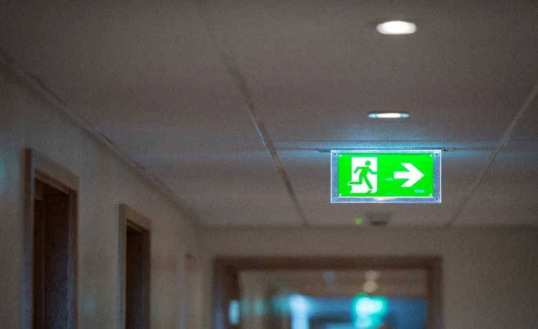 Travelodge hotel Southampton fire exit sign