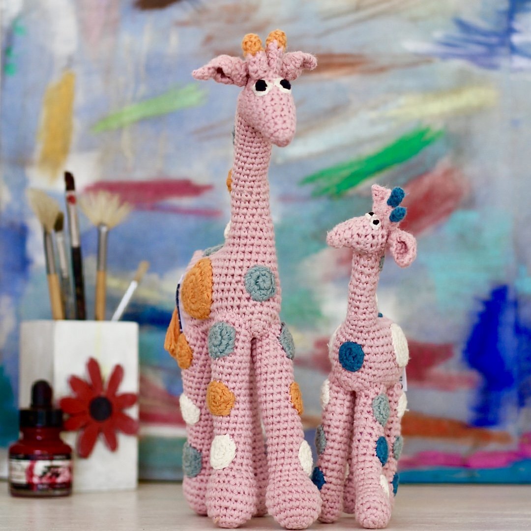 Safari Giraffe Mother and Baby (Pink)