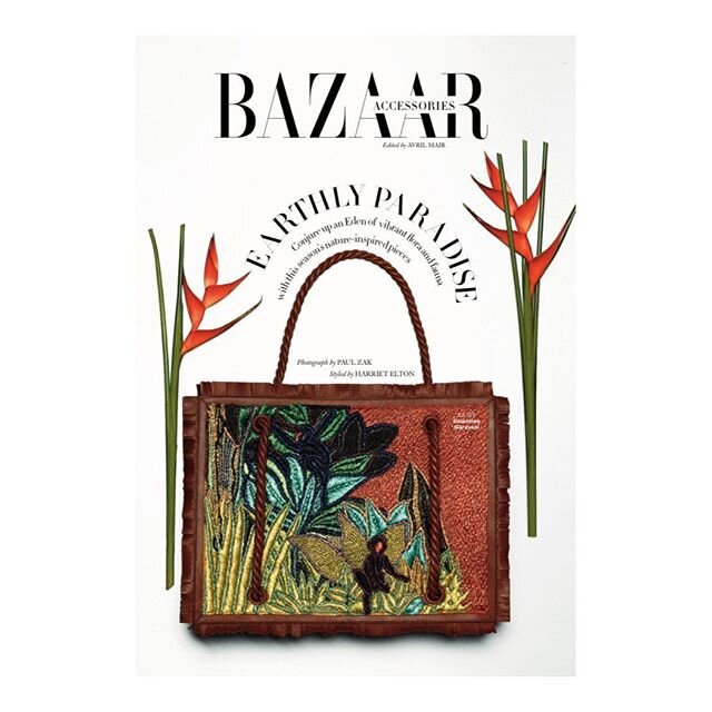 May Accessories inspired by nature in the new @bazaaruk 🐒👛🌾 Styled by me, photographed by @paulzakphotography 100x thank you! @avrilmair @kristinahoyer @oliviakeating #GardenOfEden #GoBuyAMagazine