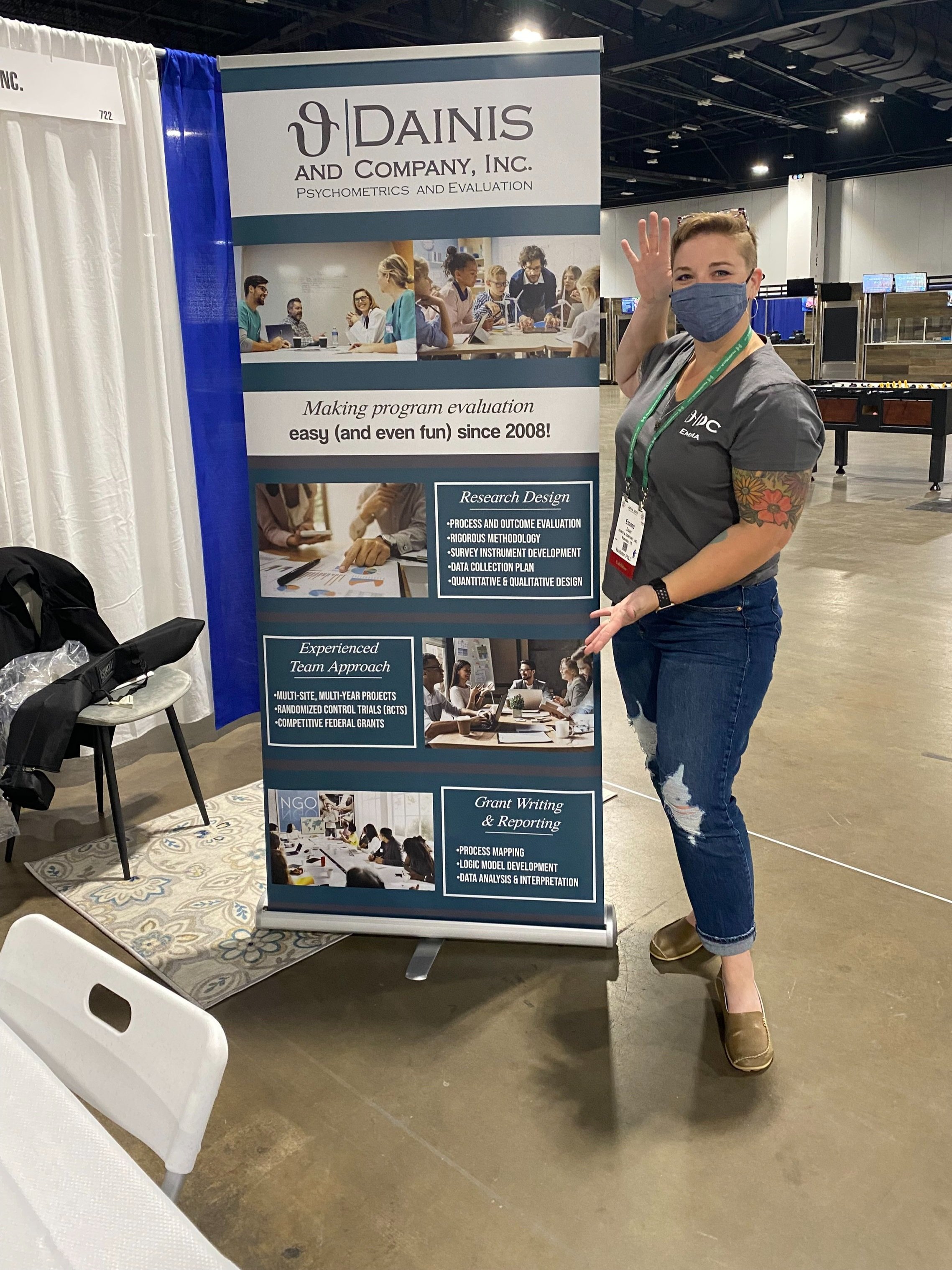 Emma setting up the booth at the Denver APHA Conference
