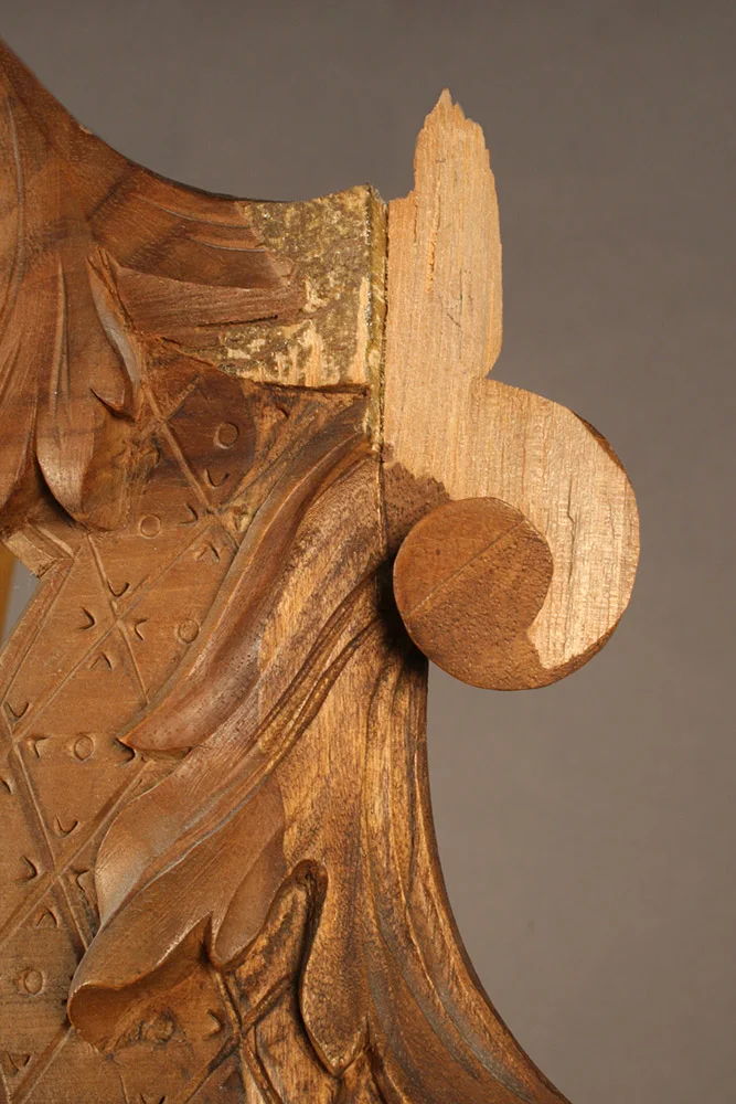 Damaged detail of fine wood carved antique frame