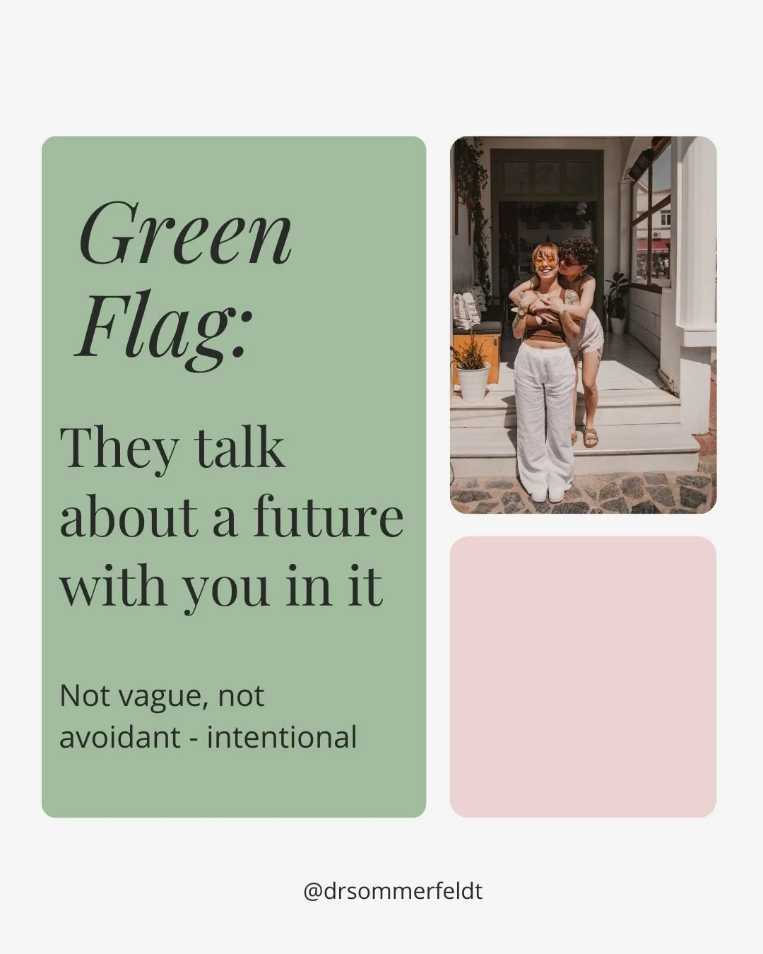 Green Flag Alert :  When someone talks about a future with you in it&mdash;not in vague 'someday' terms, but with real intention, specifics, and excitement&mdash;that's a powerful sign of emotional investment and security. 

It shows they're not just
