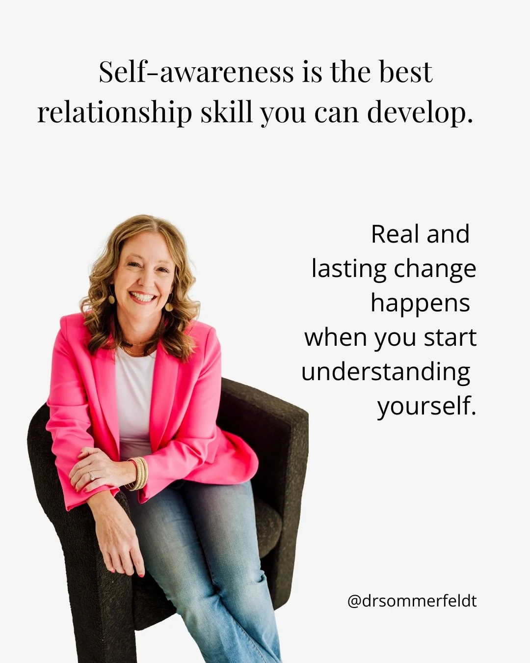 The relationship you want starts with the relationship you have with yourself.
&nbsp;
What&rsquo;s one thing you&rsquo;ve recently become more aware of in your own patterns? Drop it below. 
&nbsp;
&nbsp;
&nbsp;
&nbsp;
#SelfAwareness #HealthyRelations