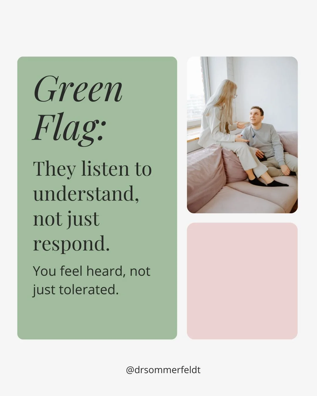 There is a profound difference between a partner who waits for their turn to talk and one who actually receives what you're saying.

Being truly heard without interruption, without defensiveness, without your words being twisted is one of the most he