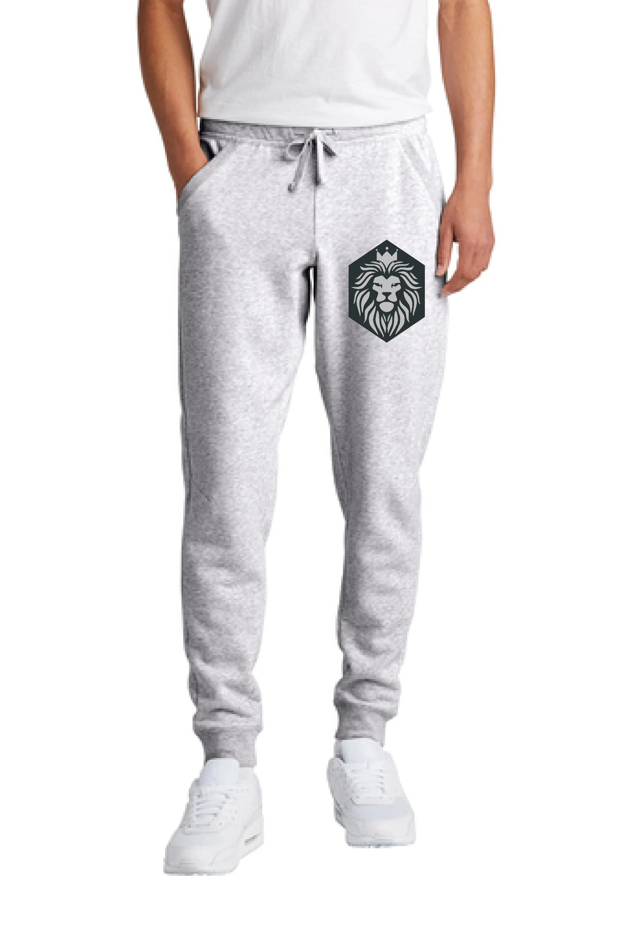 CHAT Lt grey heather jogger with lion.jpg