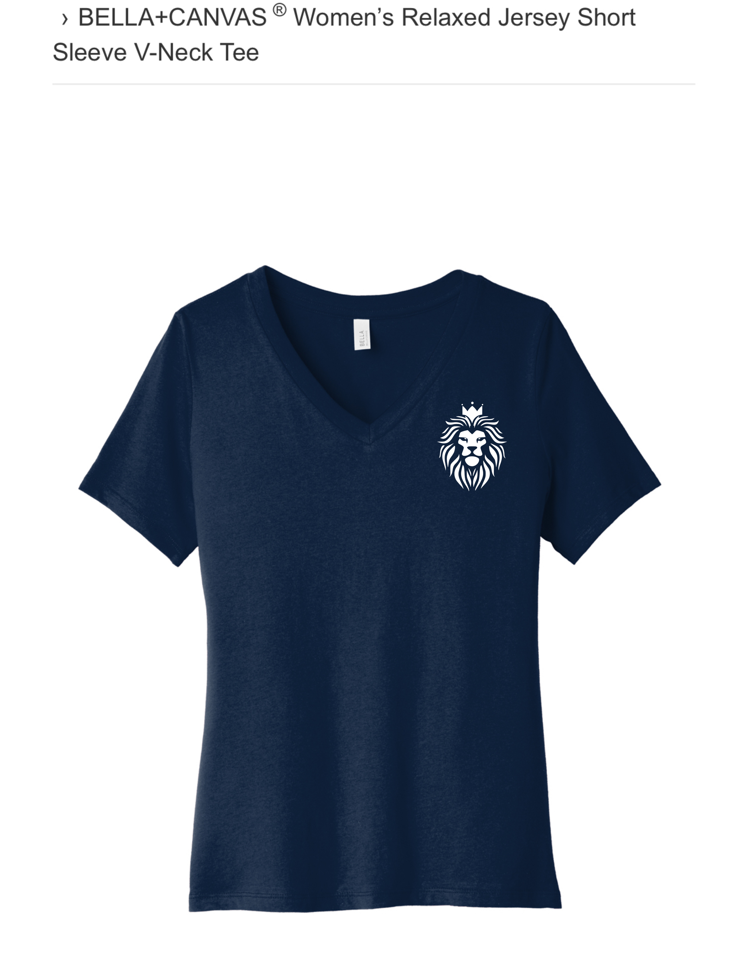 CHAT womens vneck tee BC navy.png
