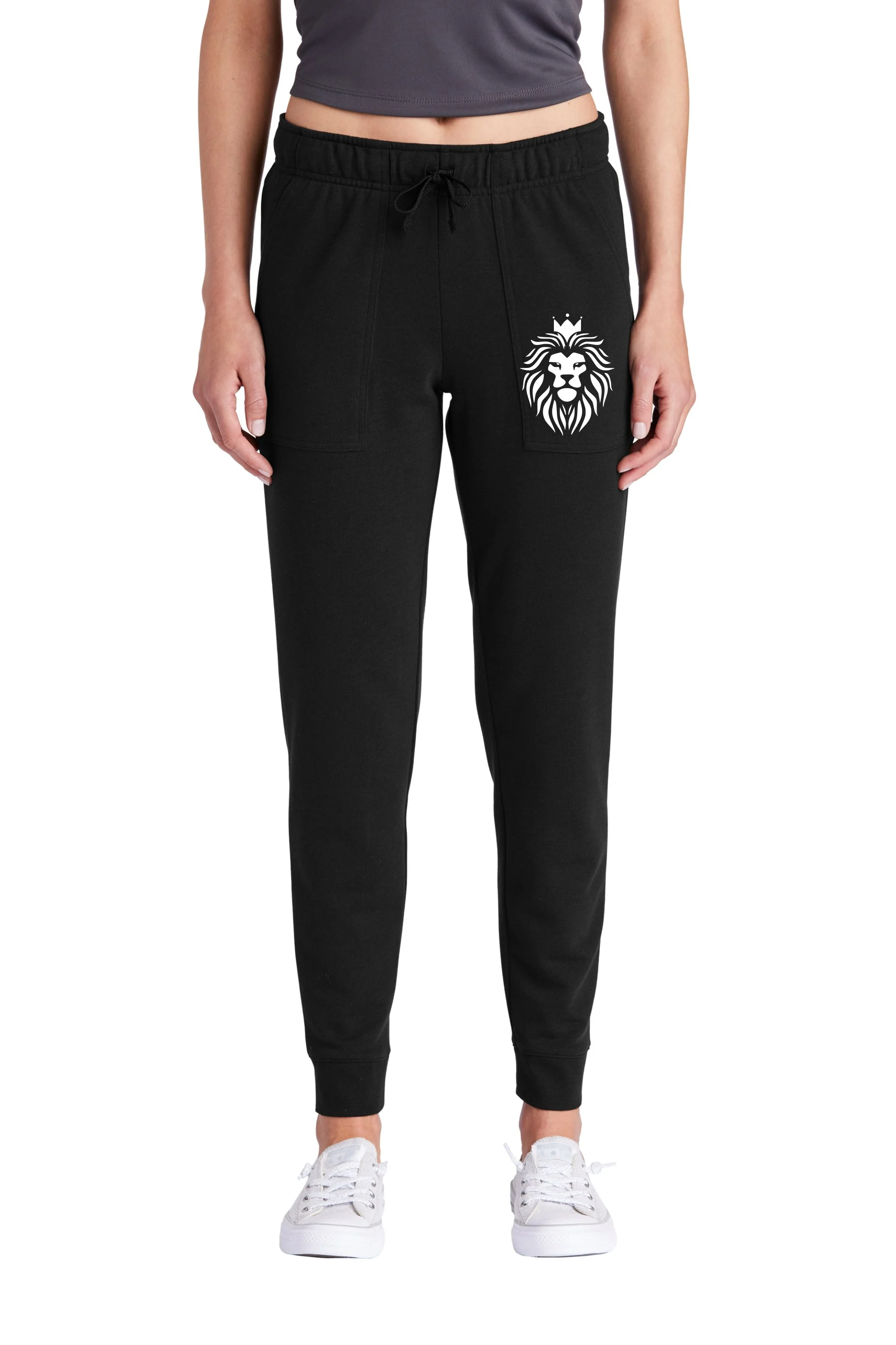 CHAT mockup ladies jogger black triblend with lion.jpg