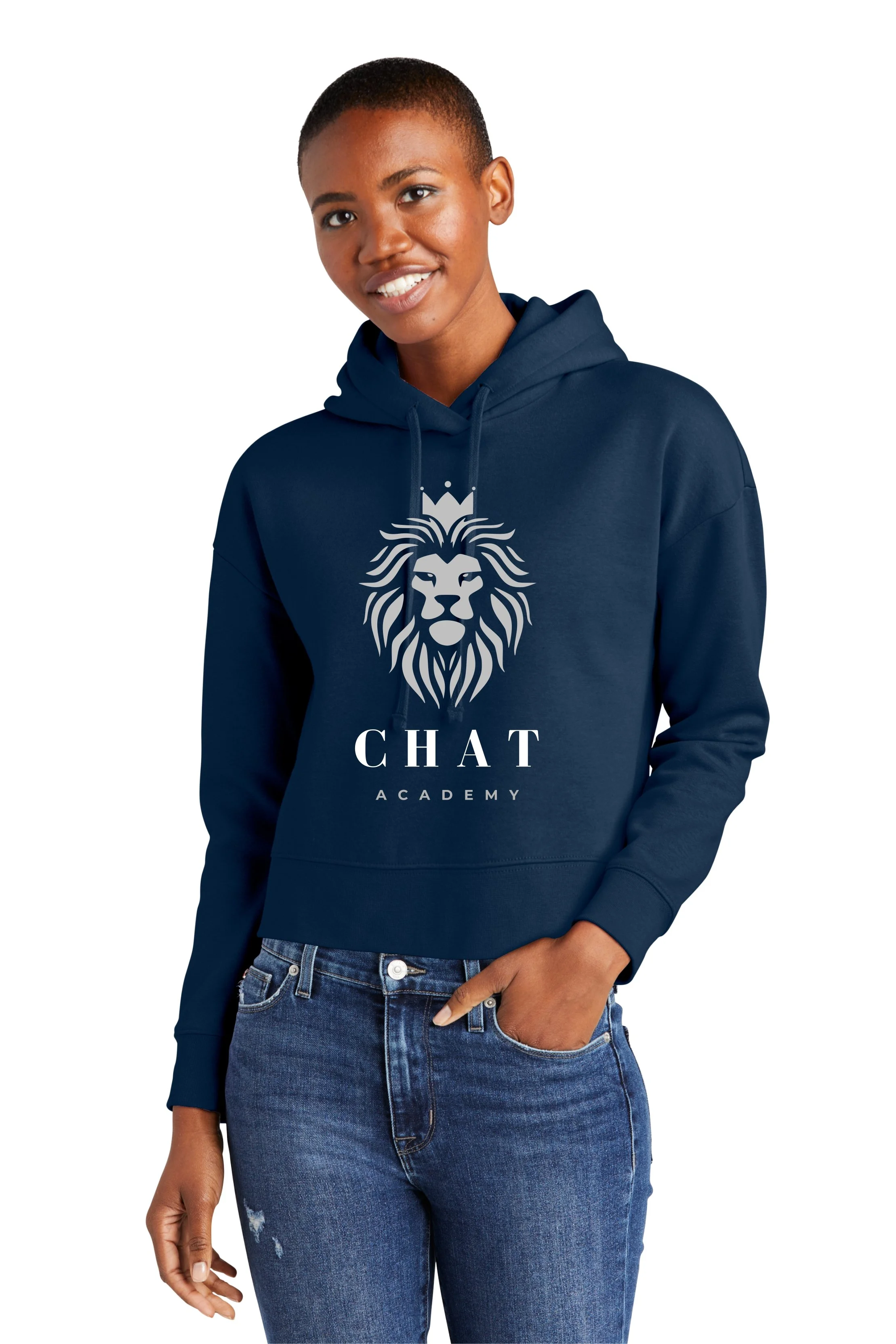 CHAT mockup navy womens hoodie model.jpg