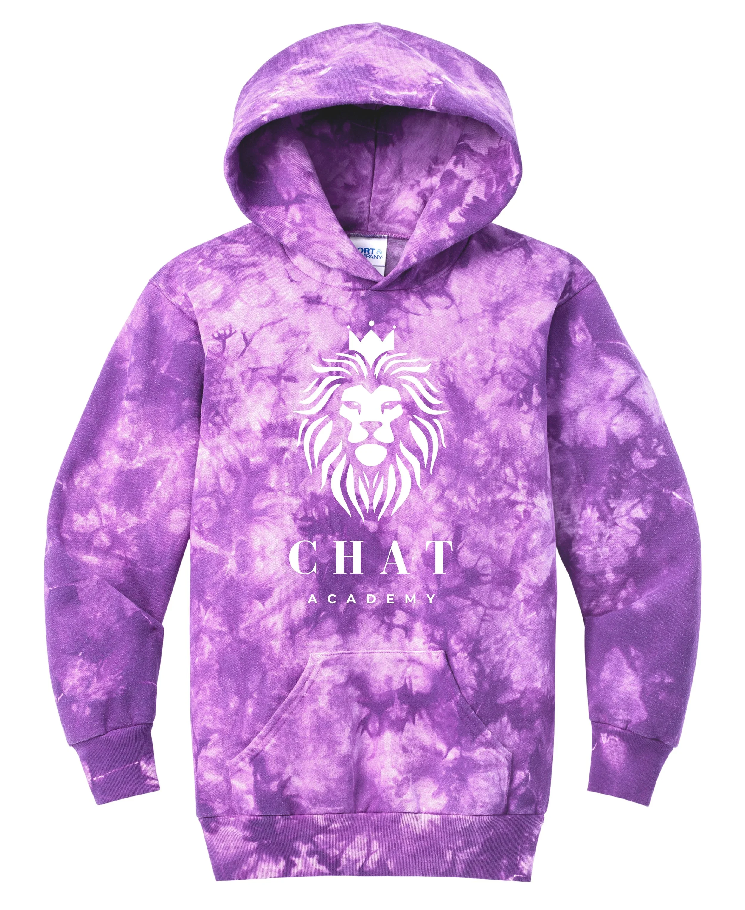 CHAT mockup purple tiedye hoodie youth flat all white print.jpg