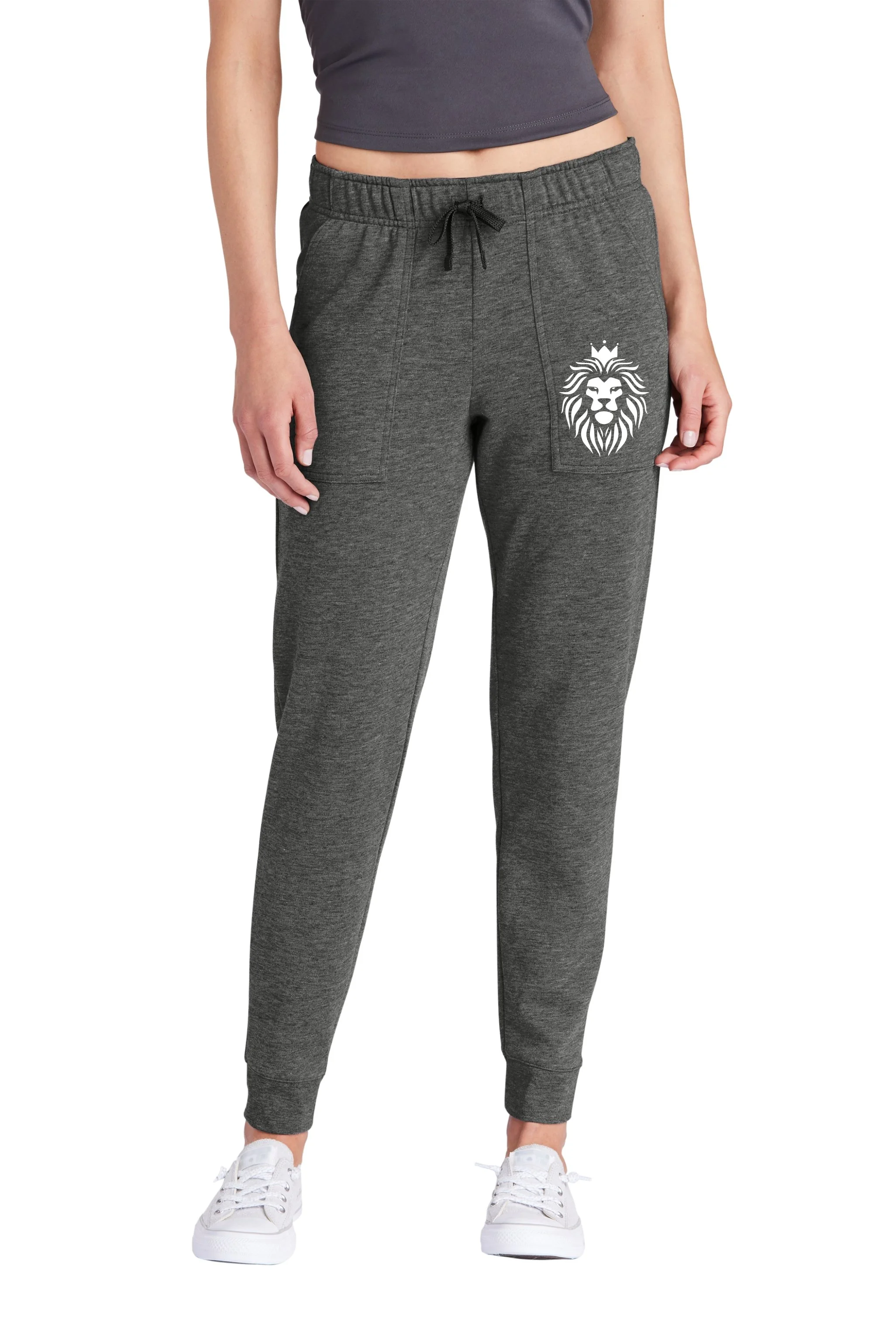 CHAT mockup ladies jogger grey with lion.jpg
