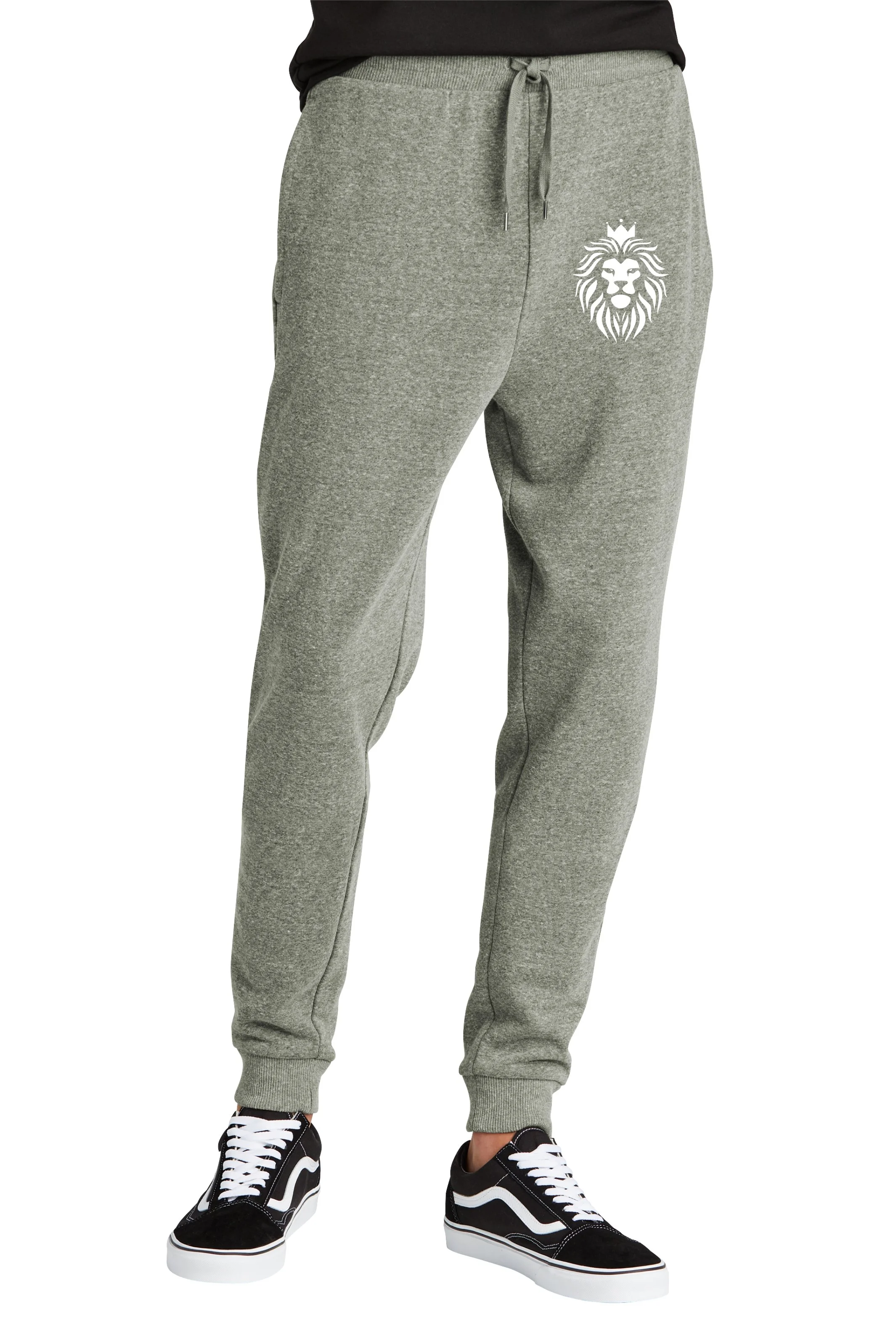 CHAT mockup mens jogger grey triblend with lion.jpg