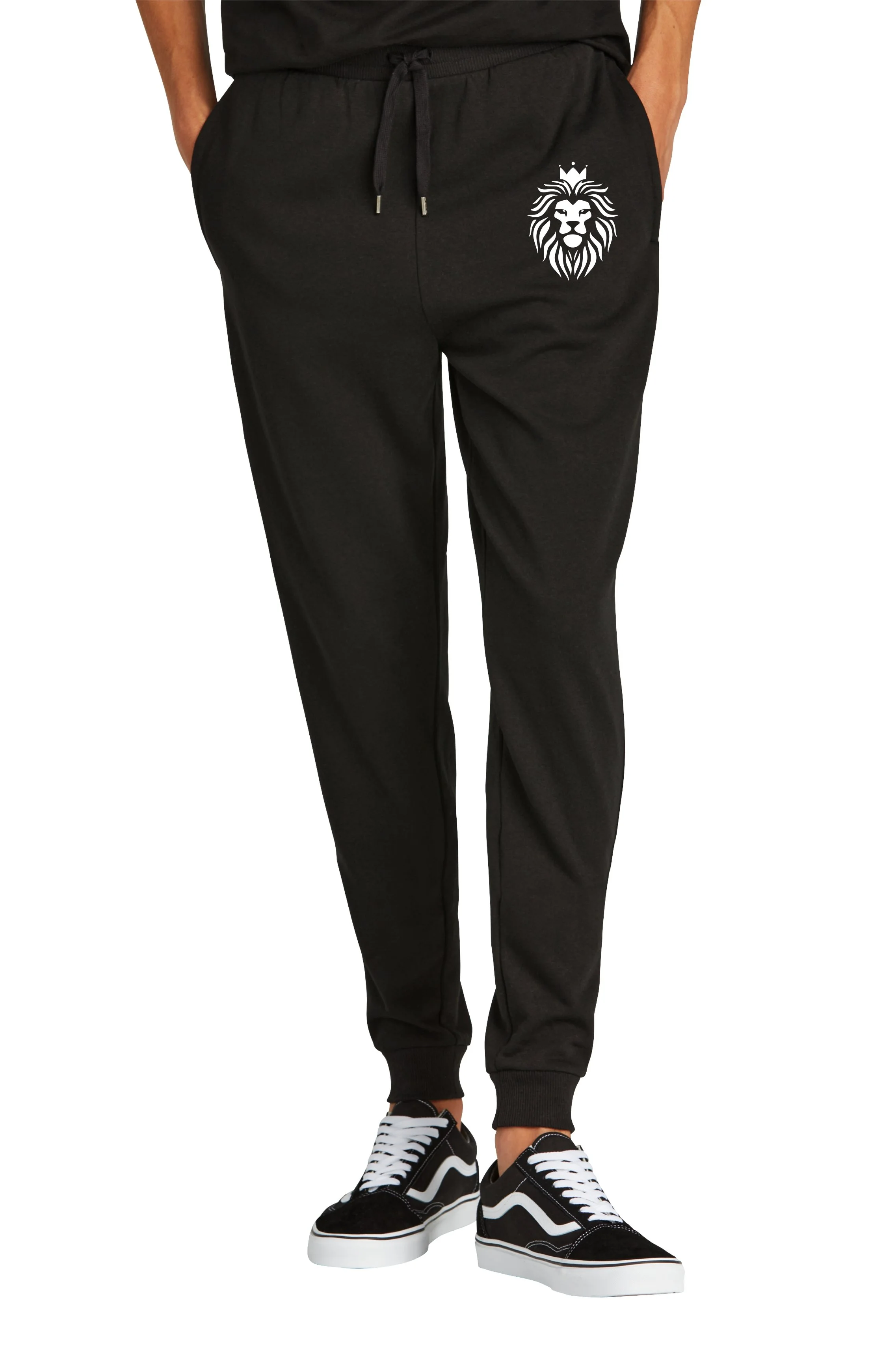 CHAT mockup mens jogger black triblend with lion.jpg