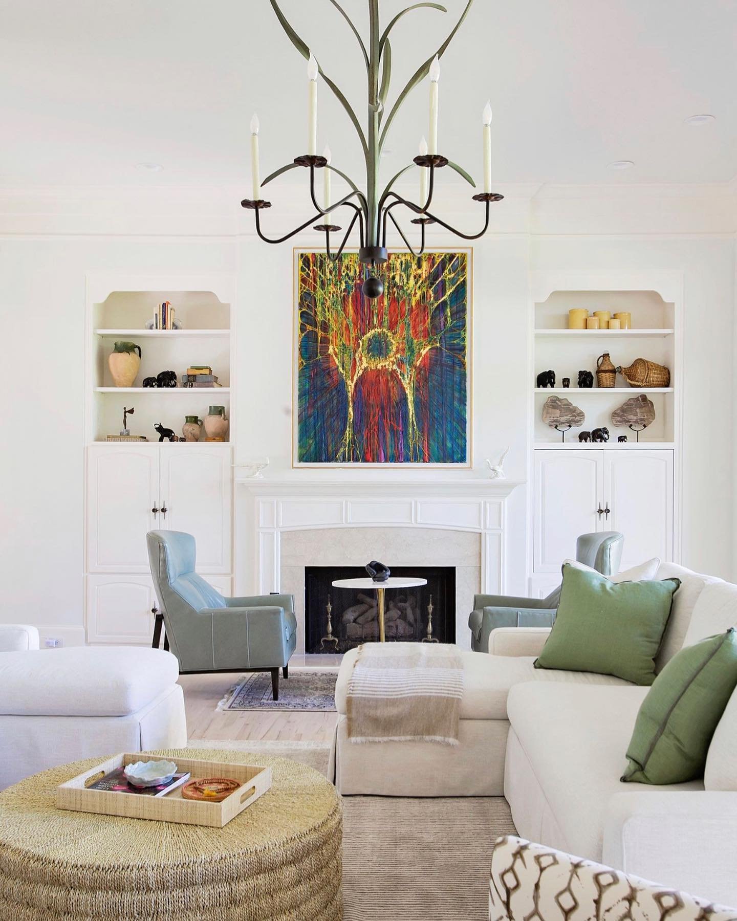 Art is so personal, we love working with our client&rsquo;s collections 💚 What do you see? // 📸: @abbycarolinephoto #projectswitzerlandcomestosavannah #holmesandsalter