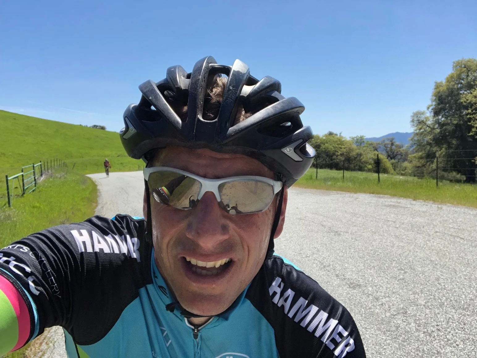 Mauricio taking a selfie at the top of the Carmel Valley climb when he was enjoying the end of an hour plus climb.