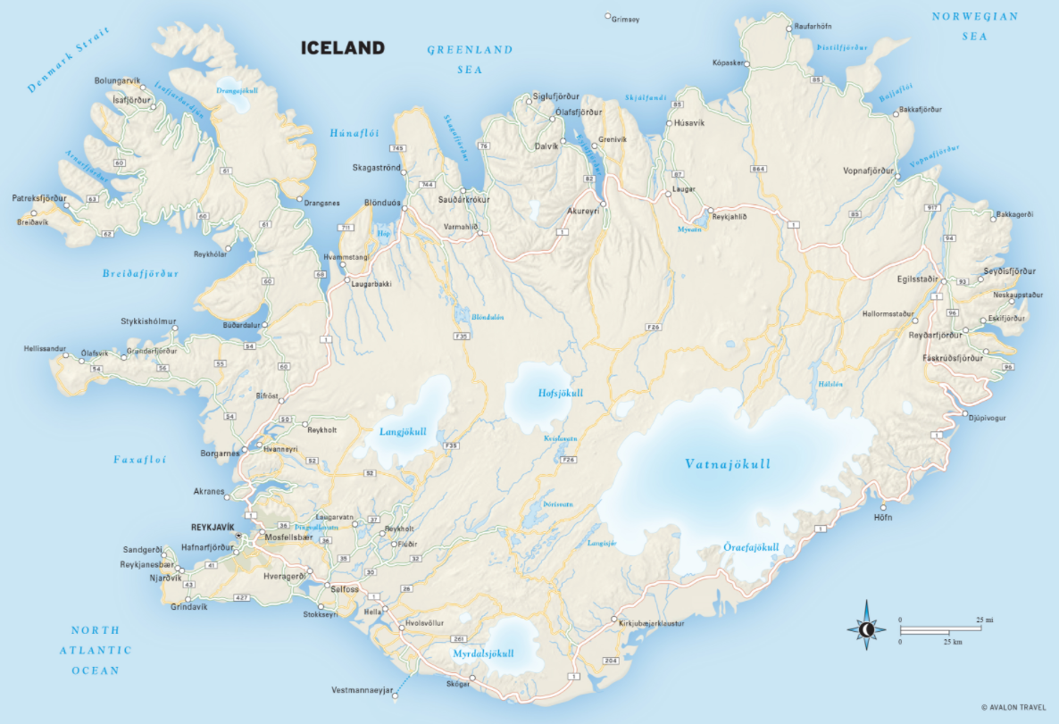 A map of Iceland