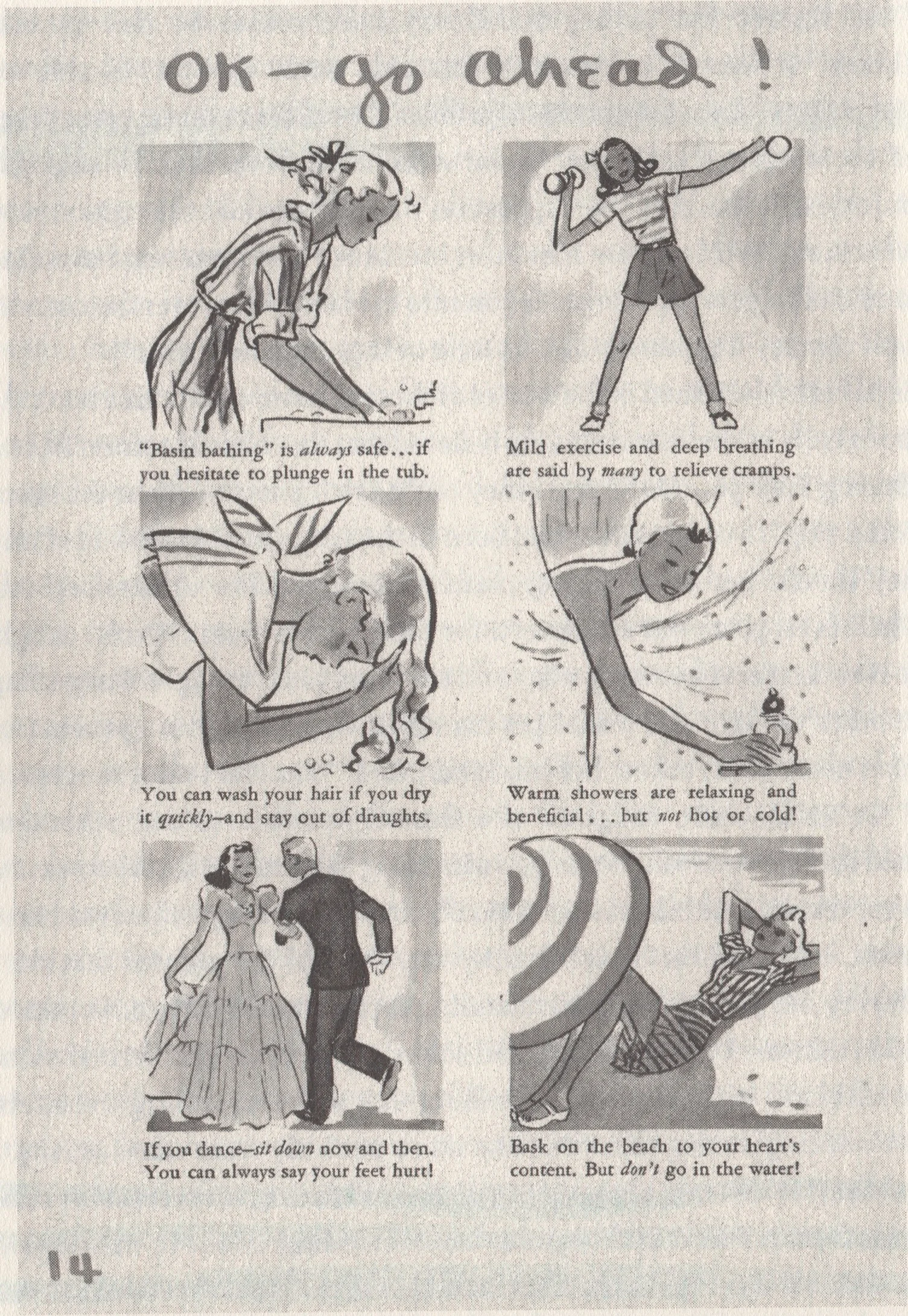 Menstrual dos from “As One Girl to Another,” an educational pamphlet for girls published by Kimberly-Clark, 1940 (courtesy of Duke University Rare Book, Manuscript and Special Collections Library, Durham, North Carolina)