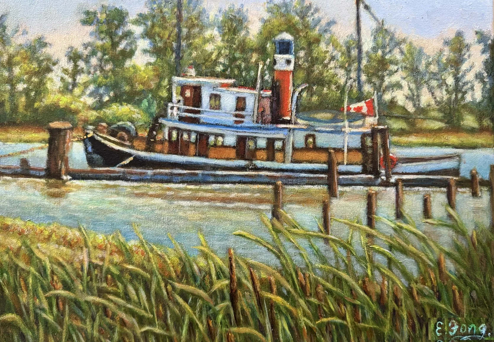 EileenFong-fishing-boat-among-Tall-Grass-acrylic-16x20.jpg