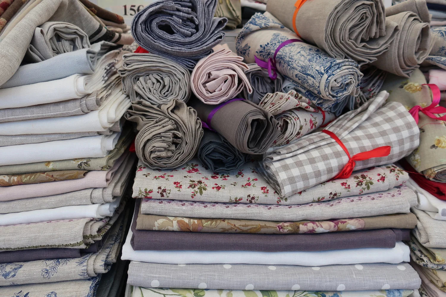 chinese dress ladies Provence Indigo on Natural Linen Table Runners + sett – One Mercantile /  Sett main image 1