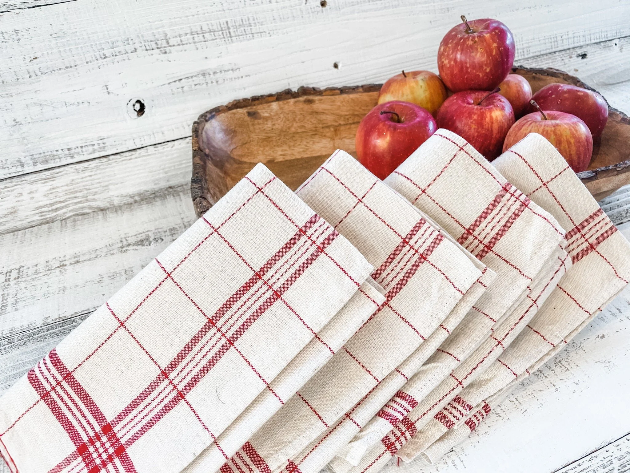 RedStriped Kitchen Towels 1940s French Vintage Linen — Aimee's French Market