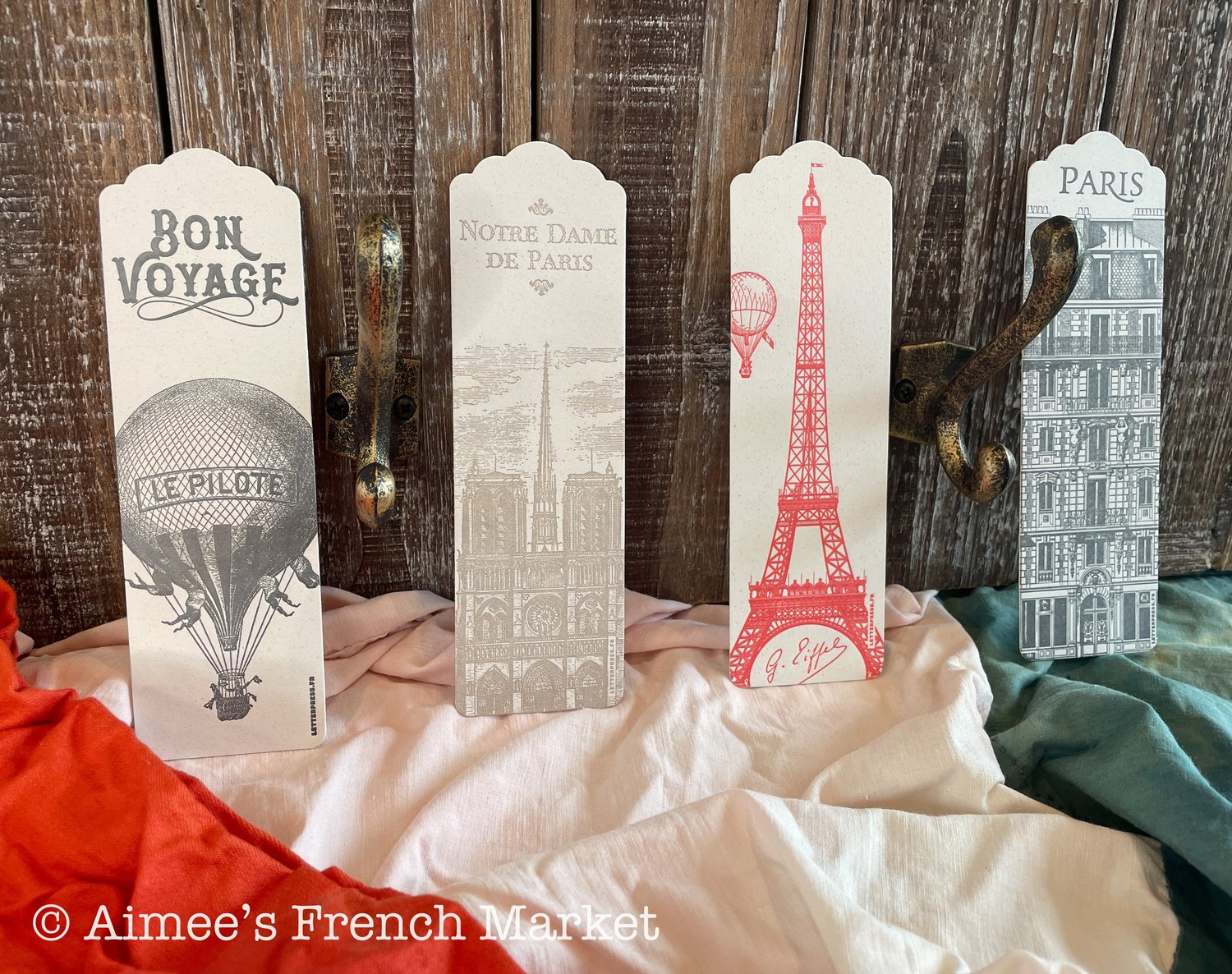 Bookmarks with Vintage Parisian Engravings, Set of 4 - Handmade in