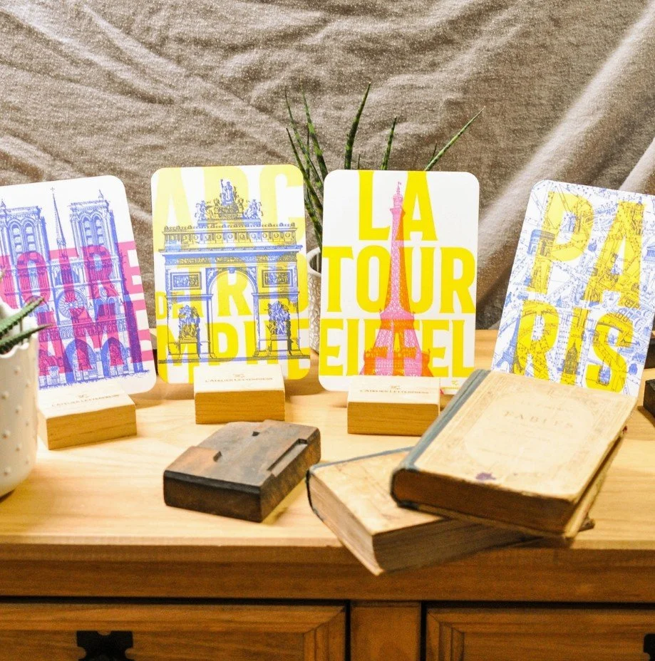 Paris in Bright Lights Cards from Vintage French Engravings, Set of 4 - Handmade in Paris