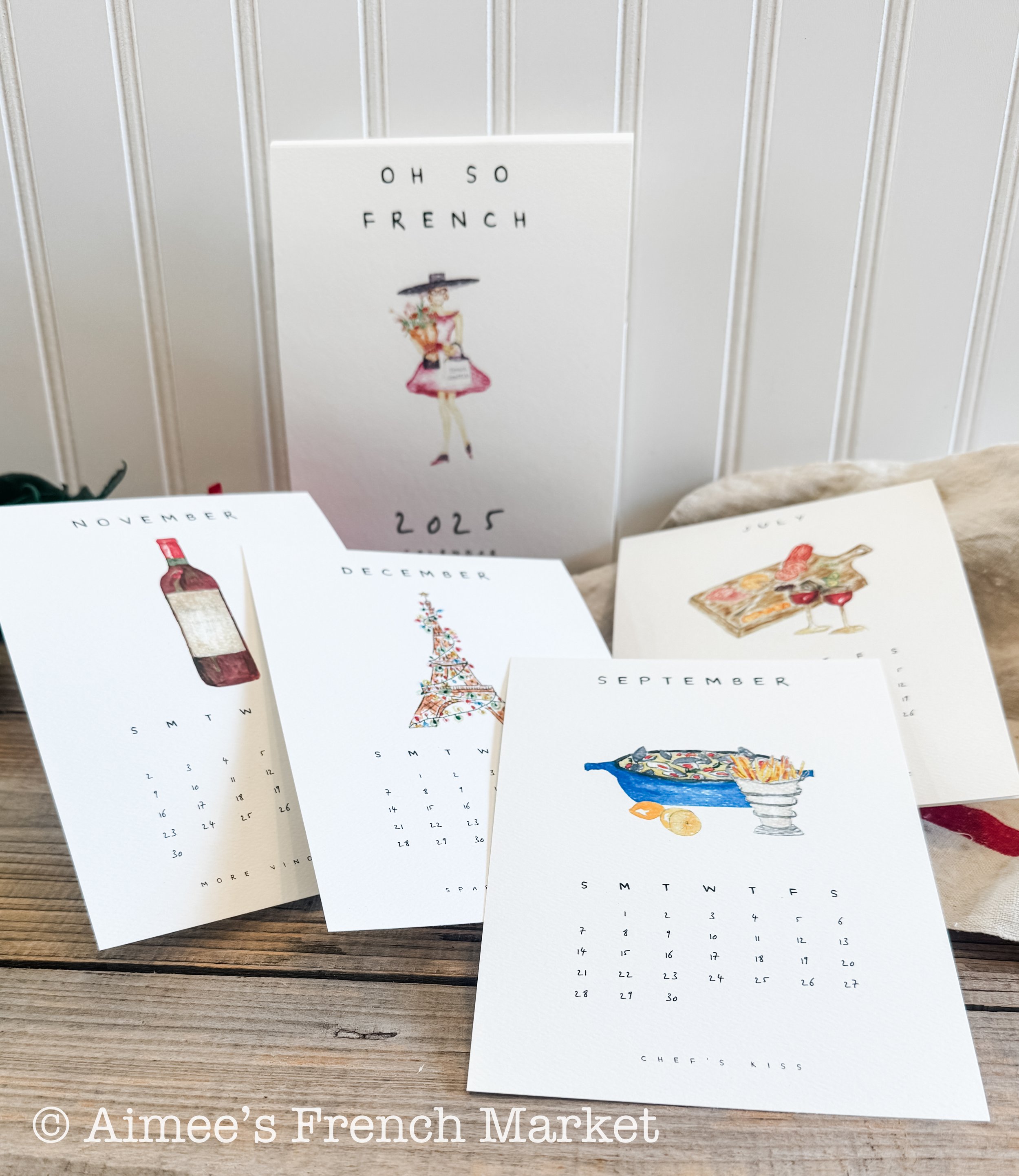 2025 French Calendar Cards Set