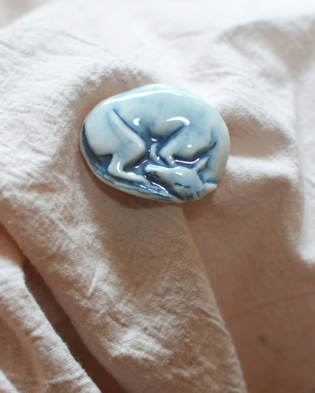 Whippet Brooch, glazed