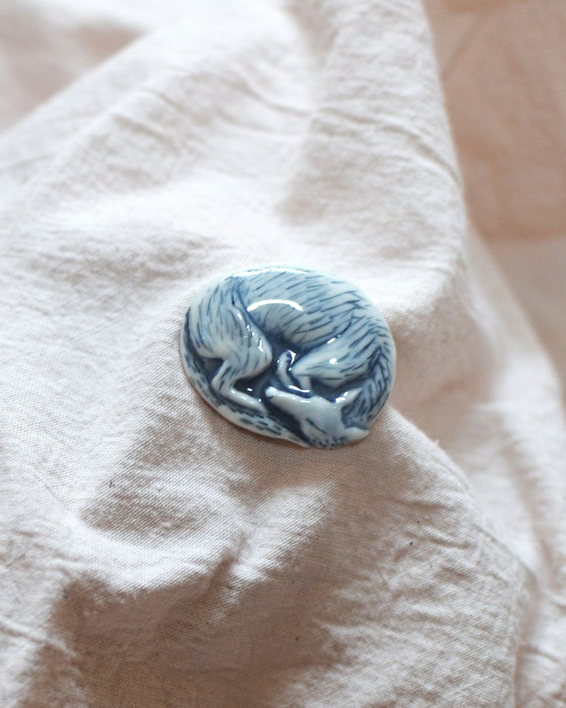 Whippet Brooch, glazed