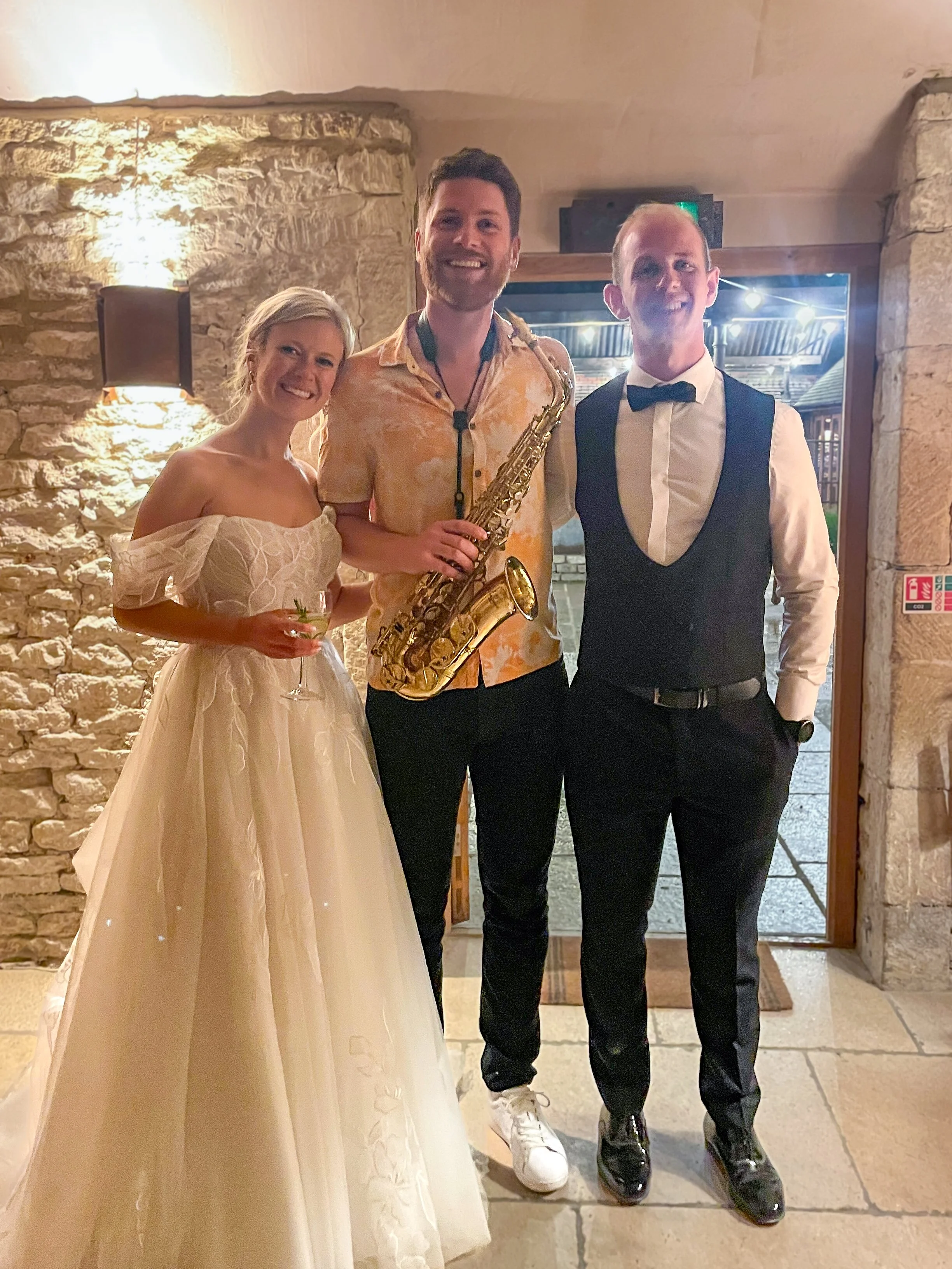 James Sax with Bride &amp; Groom at Old Gore