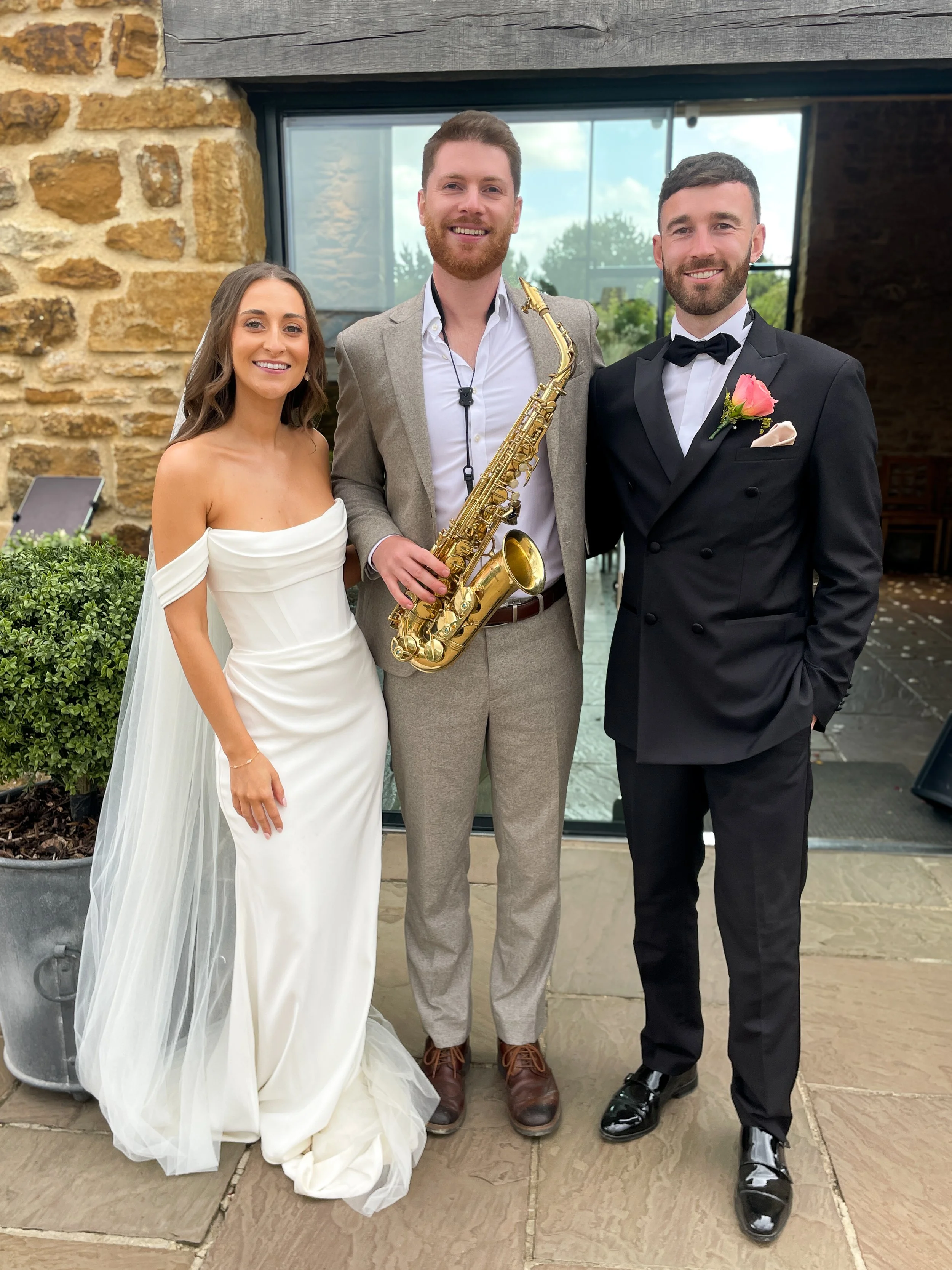 James Sax at Dodford Manor with Bride &amp; Groom