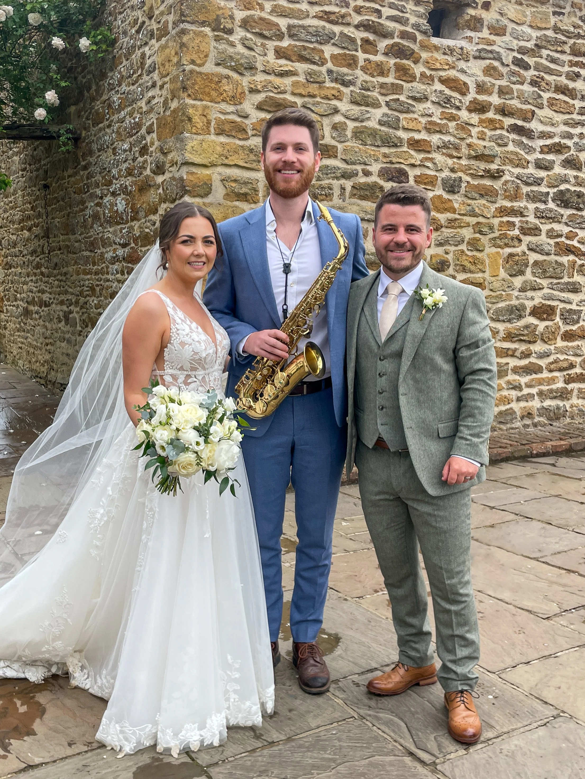 James Sax at Dodford Manor with Bride &amp; Groom