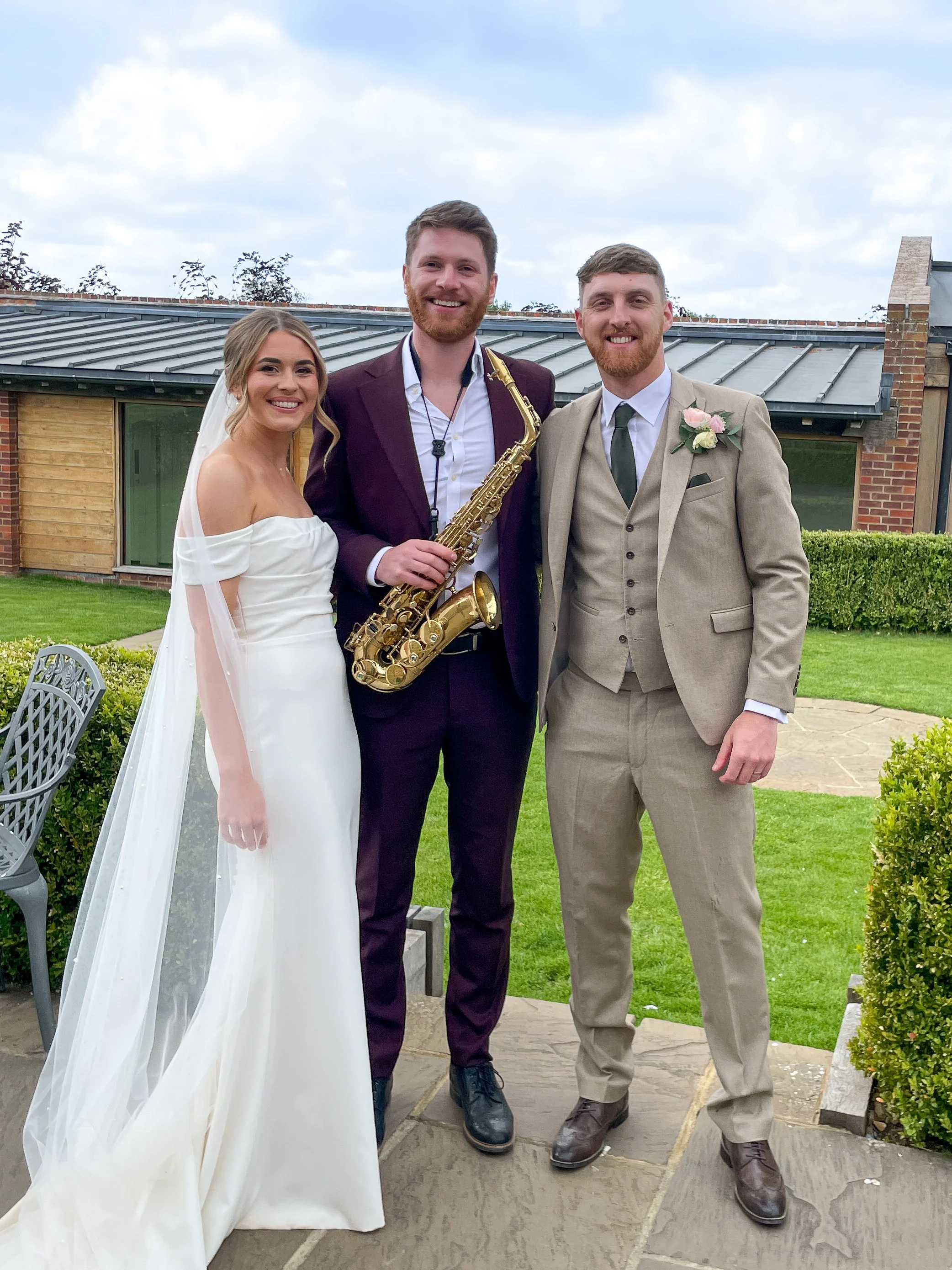 James Sax at Dodford Manor with Bride &amp; Groom