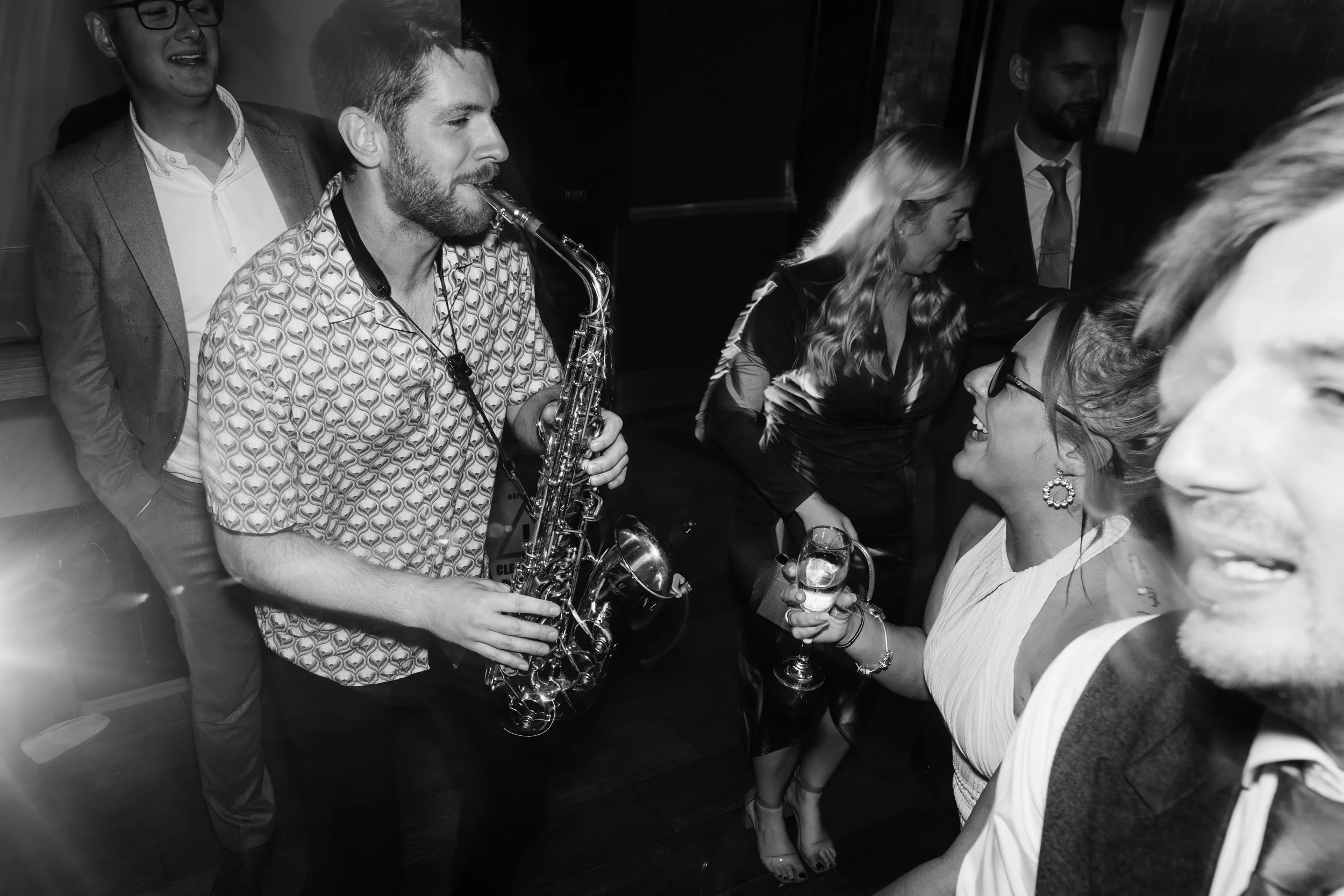 James Sax at Swallows Nest Barn, Warwickshire - Evening Party alongside DJ Alistair Rutherford