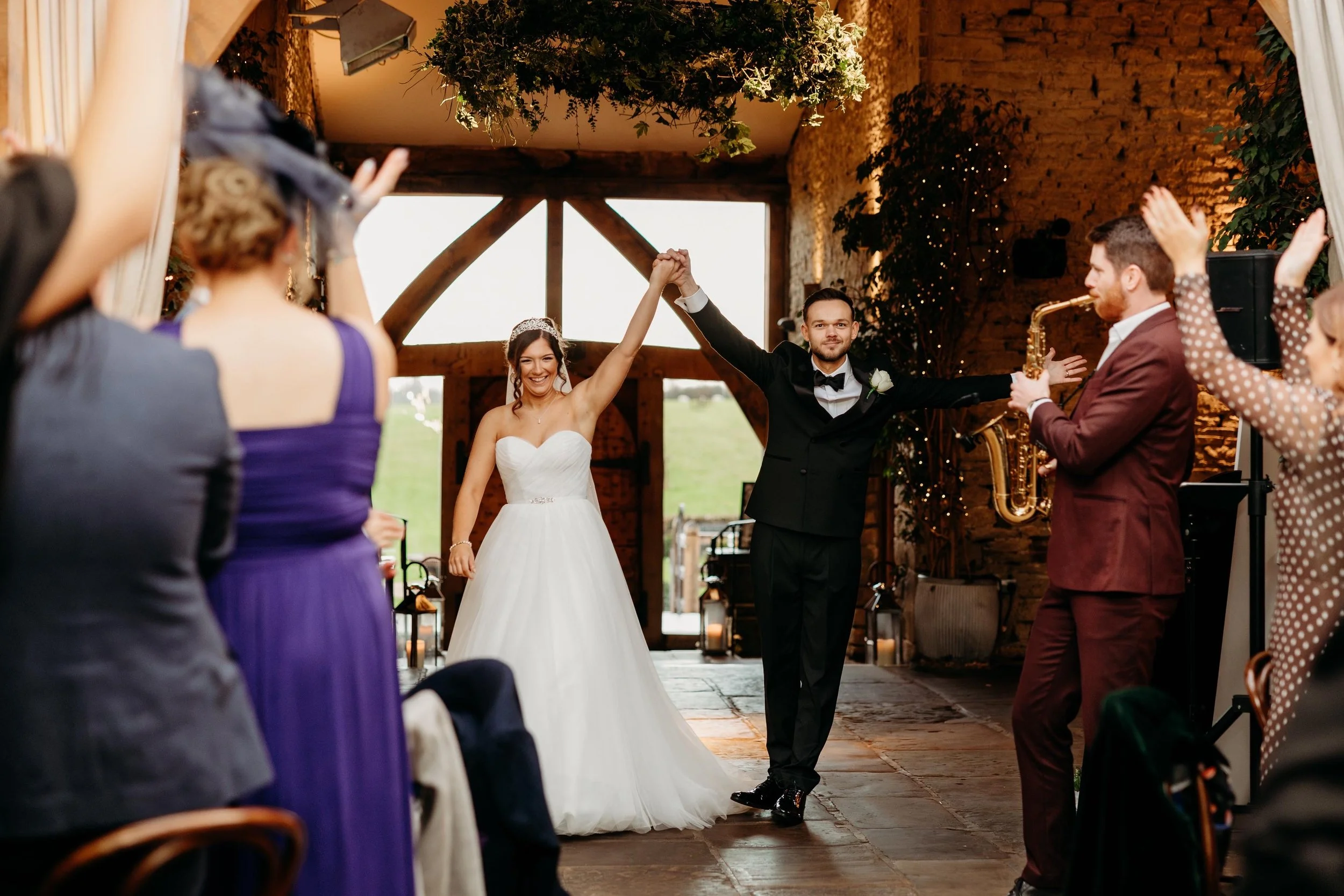 James Sax - Wedding Breakfast Entrance at Cripps Barn, Gloucestershire
