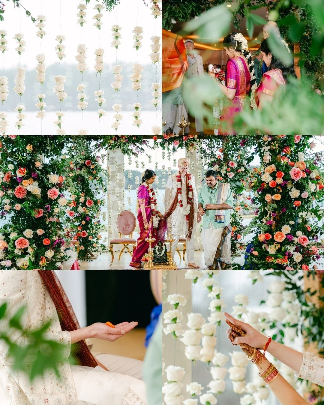 There's something about embracing real, organic florals that just transforms a Mandap into something that feels less like a backdrop and more like its own living, breathing world. The couple pops. The details pop. Everything just works.

We love seei