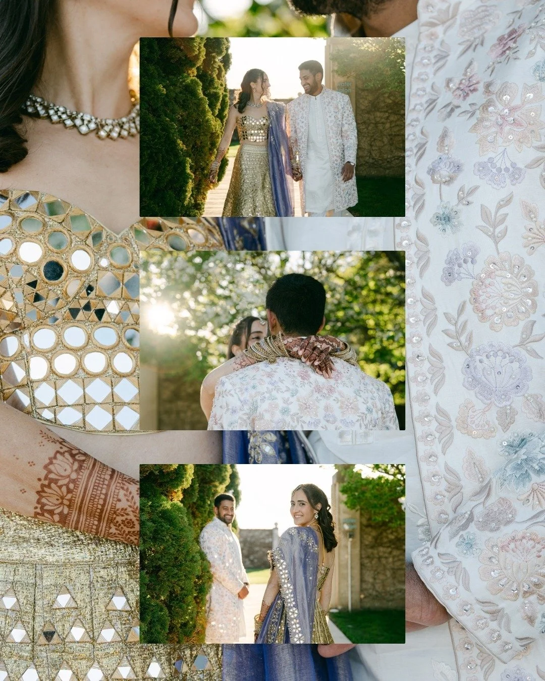 That gold. That sunset. Those smiles.

J + S's Sangeet night at Belle Mer had us absolutely speechless. Her mirror-work lehenga caught every last ray of that Newport golden hour and we honestly couldn't put the camera down.

Two people this happy, in